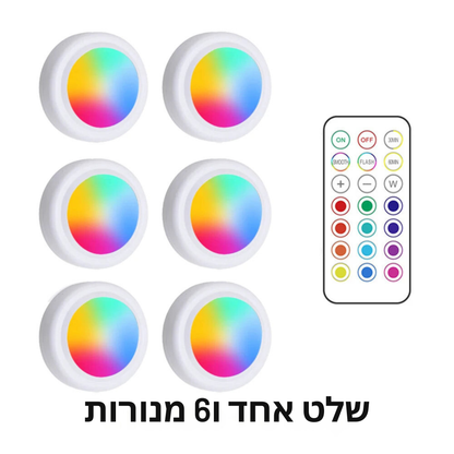 תאורת לד מתחת לארונות המטבח אלחוטית עם שלט רחוק - מנורות מתכווננת בצבעים לתאורת מטבח מושלמת