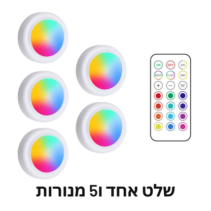 תאורת לד מתחת לארונות המטבח אלחוטית עם שלט רחוק - מנורות מתכווננת בצבעים לתאורת מטבח מושלמת