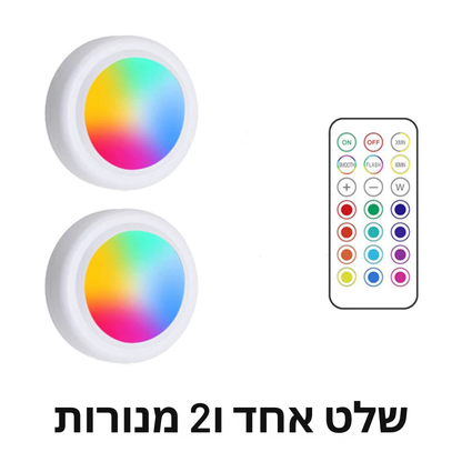 תאורת לד מתחת לארונות המטבח אלחוטית עם שלט רחוק - מנורות מתכווננת בצבעים לתאורת מטבח מושלמת