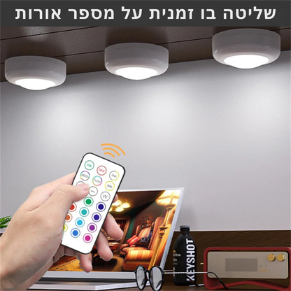 תאורת לד מתחת לארונות המטבח אלחוטית עם שלט רחוק - מנורות מתכווננת בצבעים לתאורת מטבח מושלמת