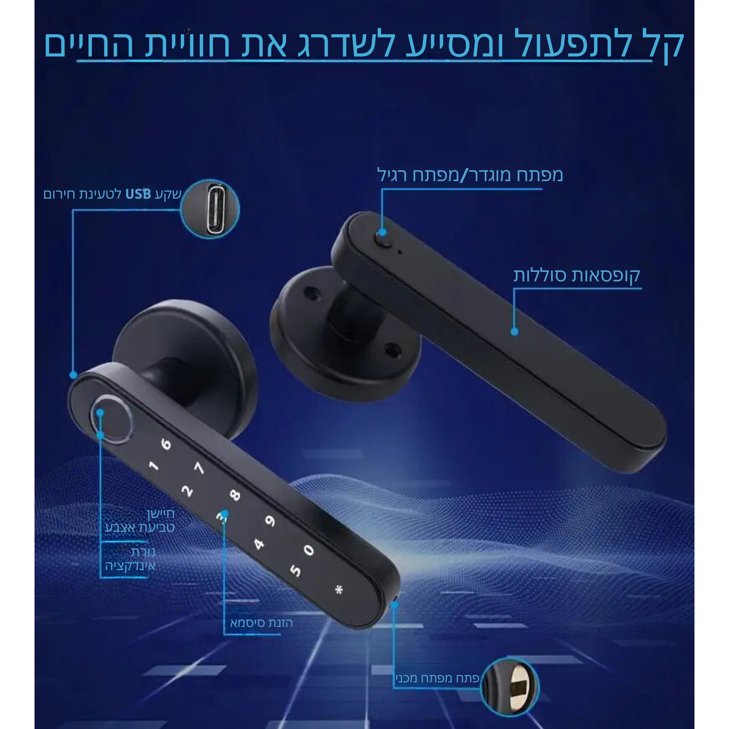 מנעול דלת חכם מבית Toya – מנעול Bluetooth רב-תפקודי עם טביעת אצבע, קוד סיסמה ומפתח מכני, מציע שליטה מרחוק ואבטחה מתקדמת לביתך