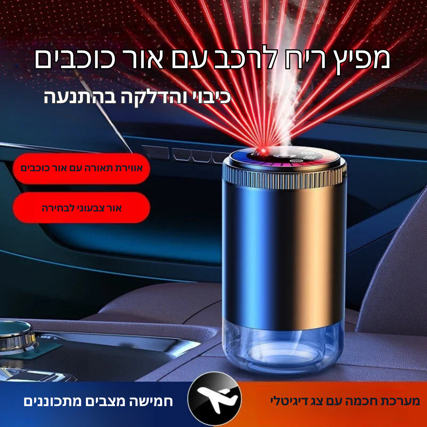 מפיץ ריחות חכם לרכב ולבית – מפיץ ארומה מתכוונן עם 5 רמות ריסוס, תאורת אווירה מעוצבת ואווירה של שמיים מלאים בכוכבים – עיצוב יוקרתי ואיכותי לכל סביבה