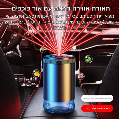 מפיץ ריחות חכם לרכב ולבית – מפיץ ארומה מתכוונן עם 5 רמות ריסוס, תאורת אווירה מעוצבת ואווירה של שמיים מלאים בכוכבים – עיצוב יוקרתי ואיכותי לכל סביבה