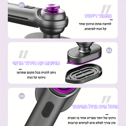 מגהץ קיטור נייד 3 ב-1 – מגהץ ידני קומפקטי ומתקפל עם עיצוב מתוחכם להסרת קמטים עוצמתית ונוחות שימוש עם סיבוב קל!