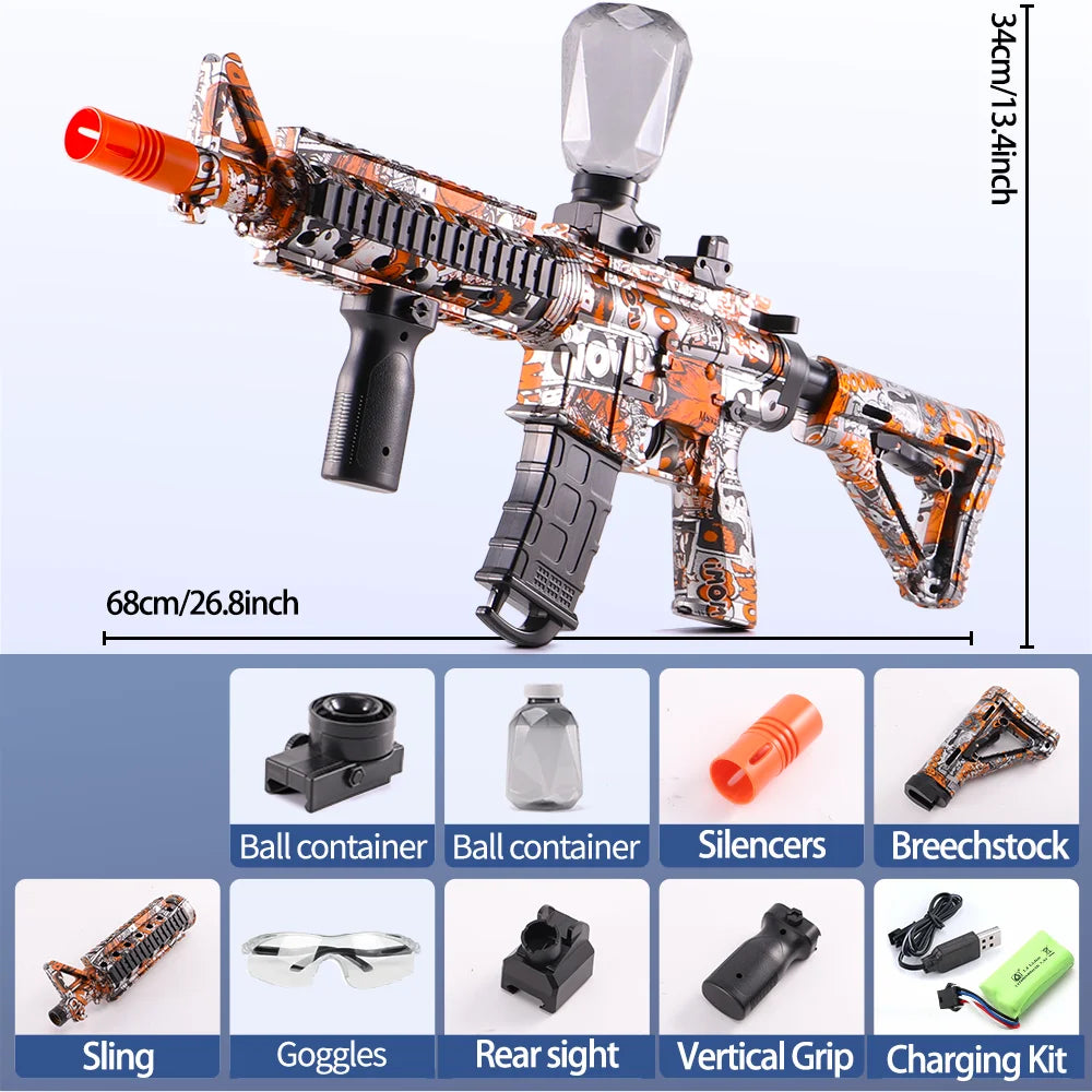 רובה כדורים חשמלי M4A1 מהיר במיוחד – חוויית משחק מושלמת לילדים ומבוגרים, נטען ומתאים למשחקי חוץ ולמסיבות